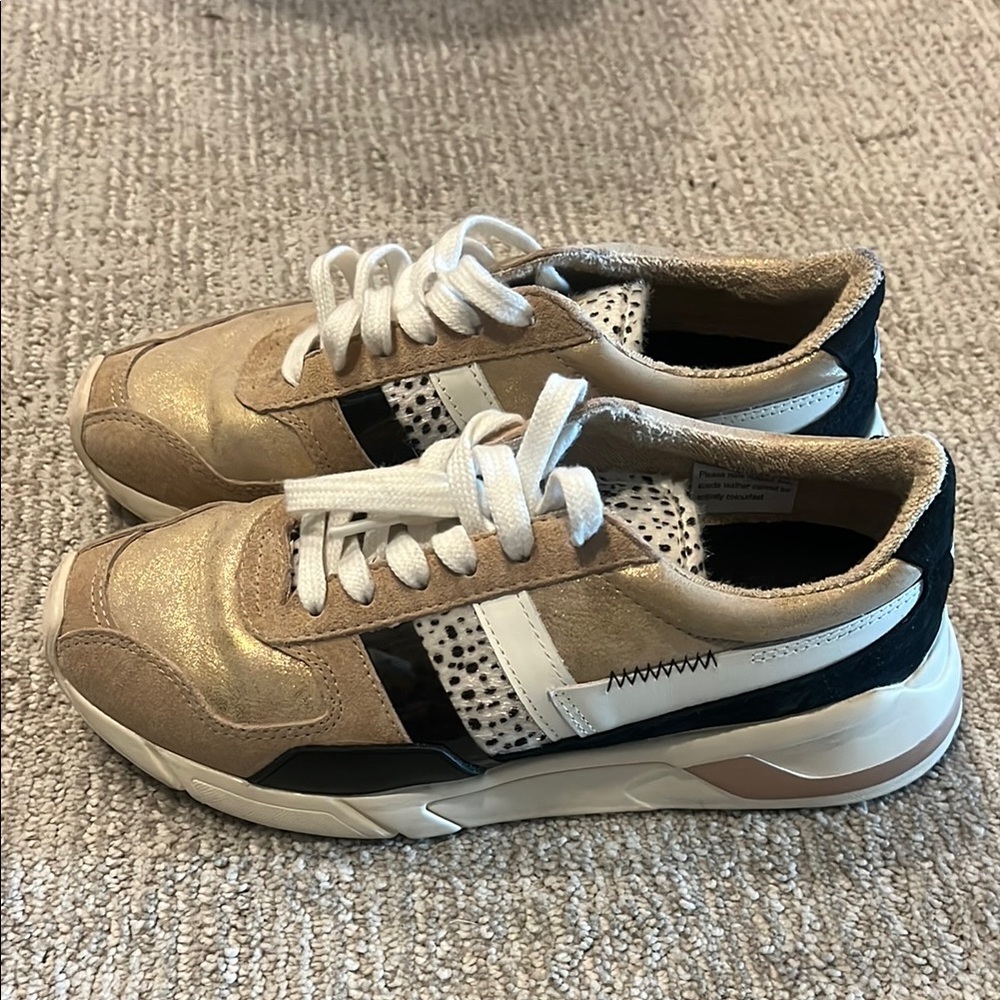 Gold and Black Sneakers with White Accents